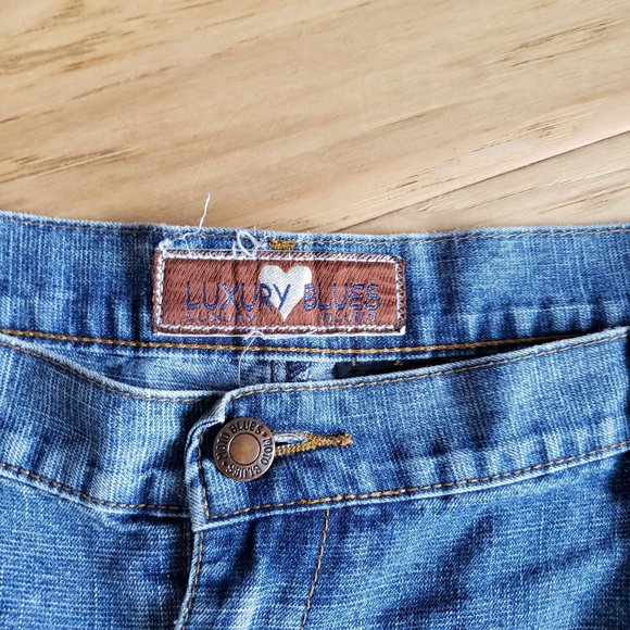 Patchwork Denim Frayed Hem Skirt Sz 24 - Picture 6 of 6